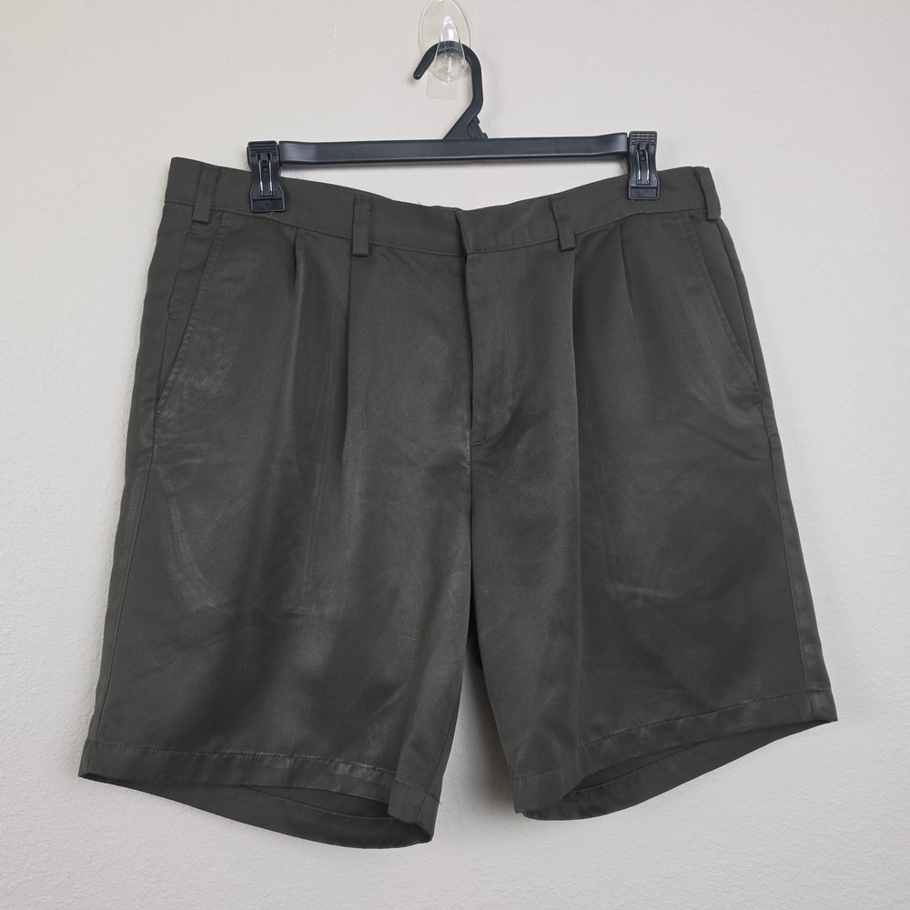 Dockers Golf Shorts Mens 38 Olive Green Pleated Microfiber 305737336